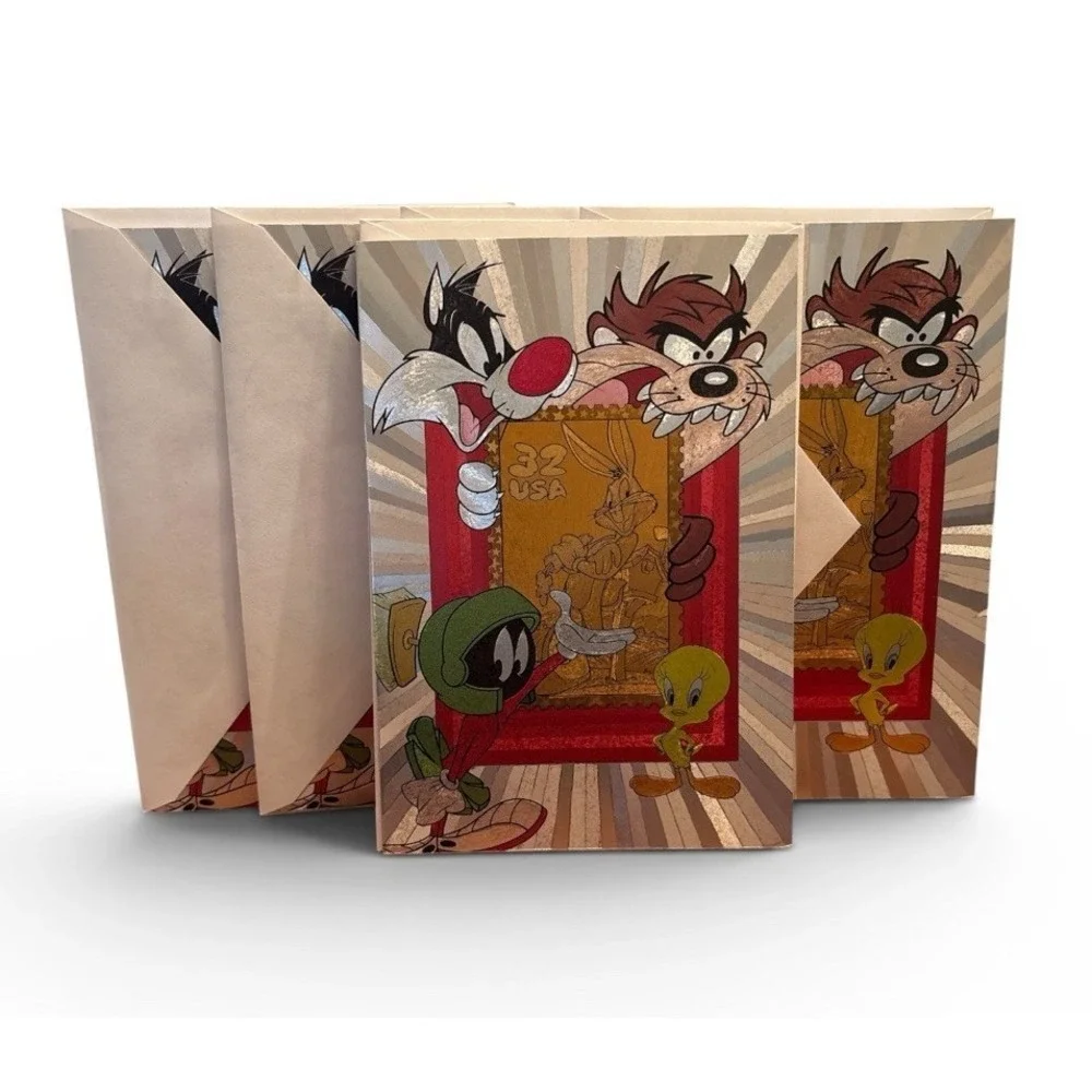 1997 Looney Tunes Stamp Collectible Foil Greeting Card 32 Cents/Set of 5
